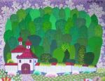 Horak.Pavel Horak (1934).Poet's garden with chapel.Naeve kunst.€ 395,-